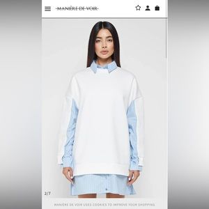 NWT Maniere De Voir Jumper Dress with pinstripe shirt. All in one. US Size 6.